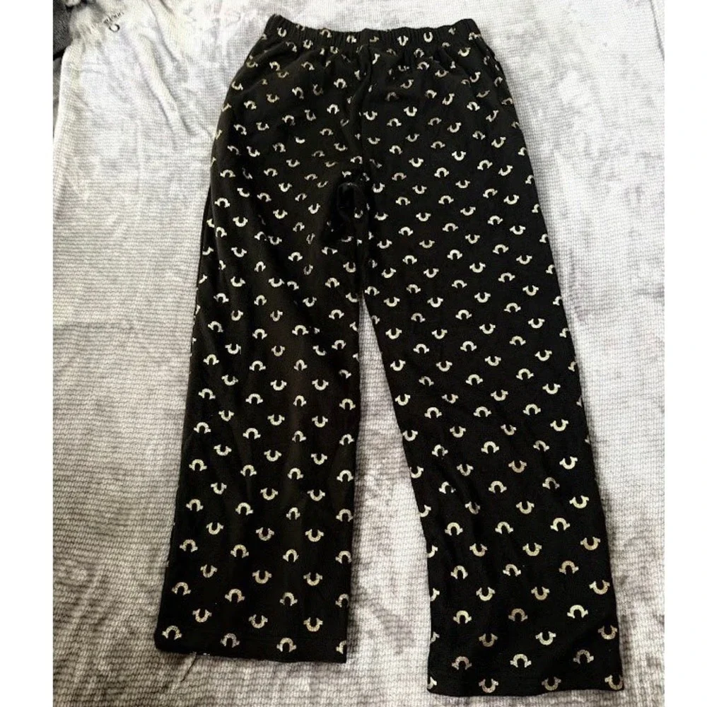 True Religion Mens Black Gold Horseshoe M‎ Lounge Pajama Pants Sleepwear 30X29